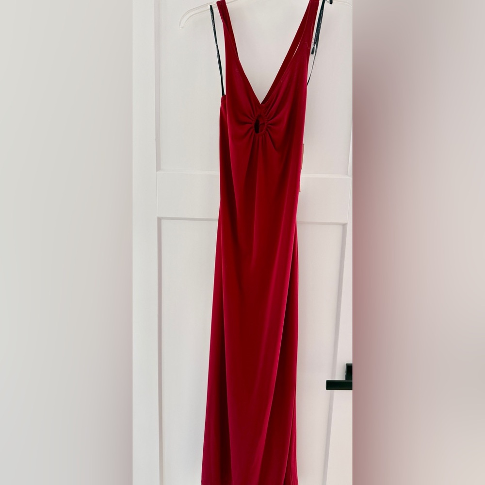 California Concepts Deep Red V-Neck Maxi Dress